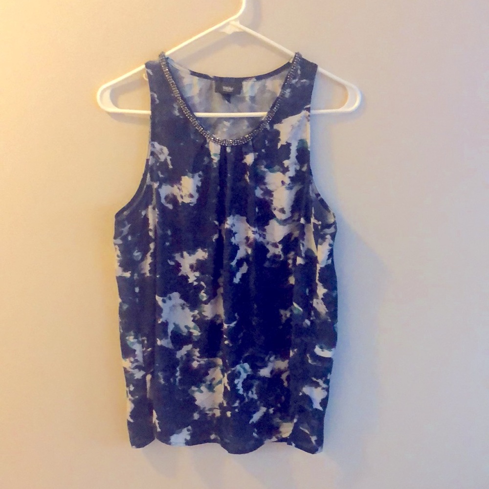 Navy patterned blouse. medium